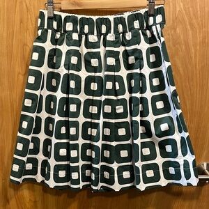 Boden A-Line Skirt with Green Midcentury Mod Pattern